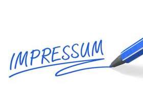 Blauer Schriftzug "Impressum" mit Stift; (c) bluedesign, erworben über www.fotolia.de